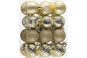 Valery Madelyn 1.6" Small Christmas Ornaments Tree Decorations Set, 24ct Gold Shatterproof Ball Hanging Ornament Bulk for Xmas Holiday Party Decor