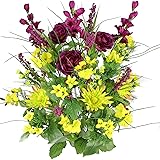 Artificial Dahlia, Morning Glory and Ranunculus and Blossom Fillers Mixed Bush - 30 Stems for Home, Wedding, Restaurant and Office Decoration Arrangement, Grape Mix