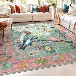 Well Woven Apollo Botanical Birds Ushak Washable