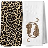 BUJSP Maximalist Trendy Cheetah Leopard Print Decor Hand Kitchen Towels for Kitchen Bathroom Set of 2, Cheetah Print Gifts for Women Dish Tea Towels, 16x24 Inch