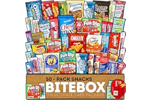 CANOPY SNACKS BITEBOX Snack Box (50 Count) Easter Variety Pack Care Package Gift Basket Adult Kid Guy Girl Women Men Birthday College Student Office School