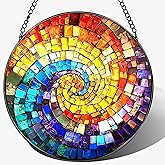 LAOWEIKI 8'' Rainbow Spiral Suncatcher Ornament, Stained Glass Window Hanging, Sun Catchers for Windows Hanging Ornaments, Window Decor, Ideal Gift | Gifts for Art Lovers, Friends, Family