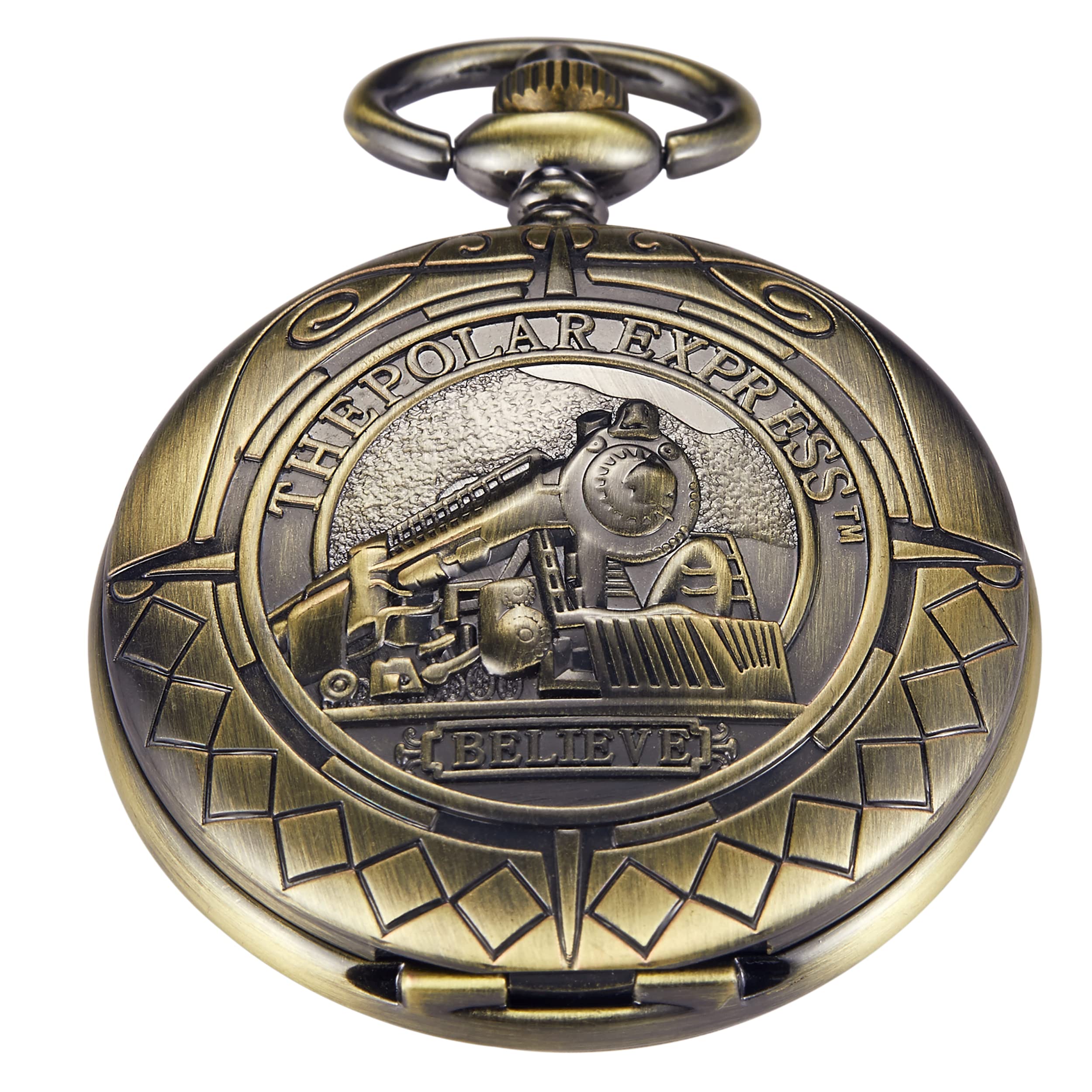 Tiong Locomotive Vintage Mechanical Pocket Watch Manual Winding Roman Numerals Mechanical Pocket Watch with Case and Chain
