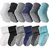 SDBING Baby Boys Girls Grips Socks Infant Toddlers Kids Non Slip Warm Thick Cotton Ankle Crew Socks with Grippers