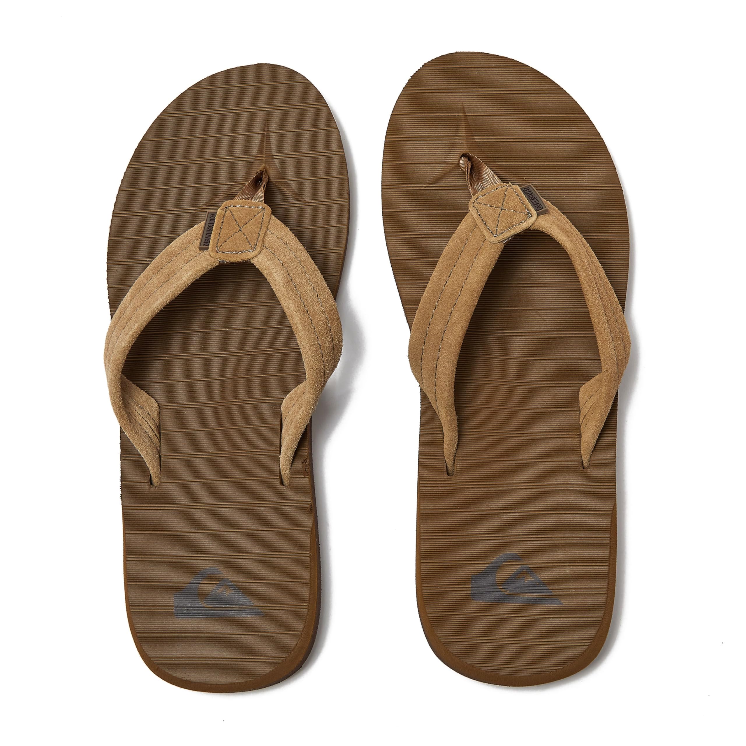 Quiksilver Carver Suede Flip Flops for Men, Arch Support Athletic Mens Sandals, Size 6 to 16 Thong Mens Slides