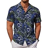 COOFANDY Mens Hawaiian Shirts Short Sleeve Button Down Aloha Shirt Casual Beach Clothes
