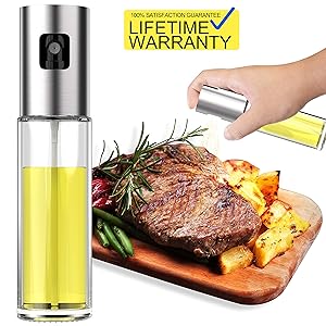 Updated 2019 Version Olive Oil Sprayer Dispenser Mister Bottle For Cooking, BBQ and Air Fryer, Premium Glass Oil Vinegar Soy Sauce Spray for Grilling, Kitchen, Salad, Bread Baking, Frying
