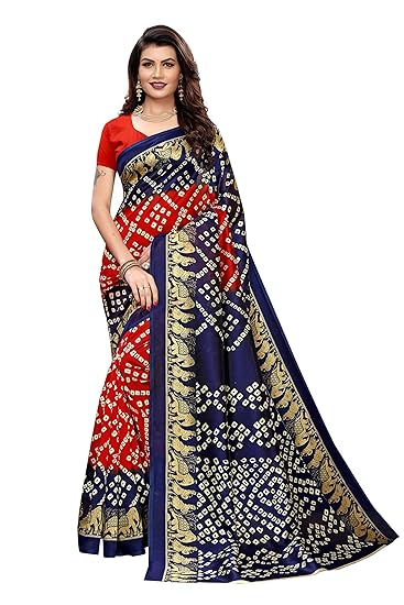 Womens Blue Color Mysore Silk Printed Saree With Blouse Piece(RALLY-BLUE_Free Size)(In 5 Colors Available)
