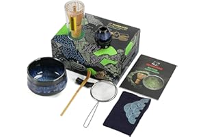 TEANAGOO Matcha Tea Set, Japanese Tea Set, Matcha Bowl, Matcha Bamboo Whisk, Scoop, Sifter, Matcha Whisk Holder, Matcha whisk stand, Matcha whisk set N15,Matcha Green Tea Powder Kit. Matcha Tea Kit…
