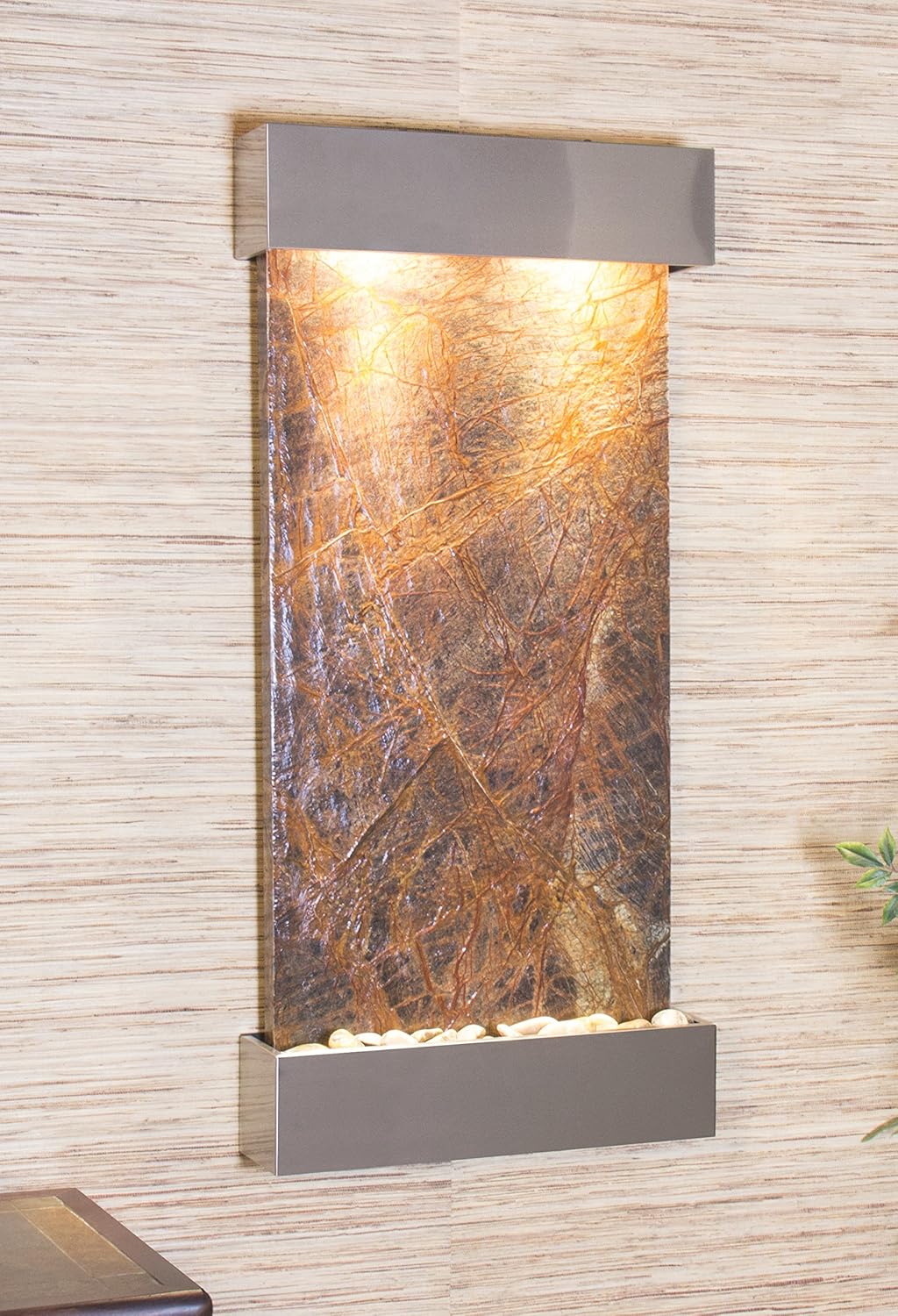 Whispering Creek Water Feature with Stainless Steel and Square Edges (Green Marble): Home & Kitchen