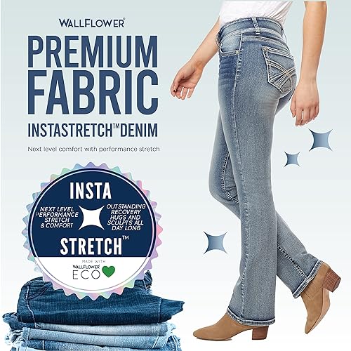 WallFlower Jeans Bootcut Curvy Luscious – Vita Media, Stretch, Jenna, Taglia 13