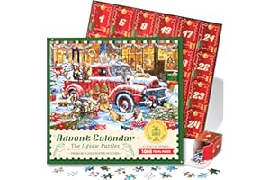 FLYART Advent Calendar 2024 Jigsaw Puzzles 1008 Pieces, 24 Days Christmas Calendar Countdown Advent Puzzle, Holiday Christmas Gifts for Kids Teens Adults - Christmas Dogs