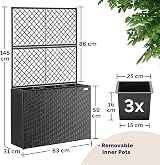 CASARIA Polyrattan Planter with Black Trellis 146x83x30.5 cm Set of 3 view 3