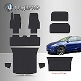 TOUGHPRO Floor Mat Accessories (Complete Set) Compatible with Tesla Model Y Long Range - 5 Seater - All Weather - Heavy Duty 
