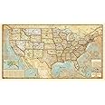 American Map Store Beautiful Wall Map of the United States of America - Classic Antiqued Atlas Style - Extra Large - 73''x40'' - Select Paper or Laminated (Paper, 73'' Wx40'' H)