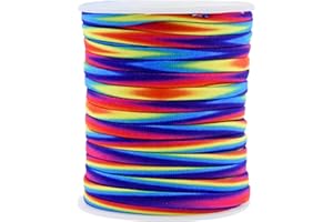 Mandala Crafts Rainbow Soft Elastic Cord – 20 Yards 5mm Flat Nylon Fabric Spandex Stretchy String Cords for Bikini, Bathing Suit String, Hair Ties, and Drawstring Sewing