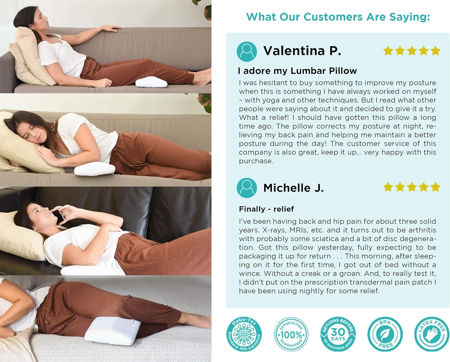 Gentle Living Cooling Lumbar Support Pillow for Sleeping Back Pain - Ergonomic Memory Foam with Heat Dissipating Cool Gel - Adjustable Height for More or Less Support - Washable Hypoallergenic Cover: Home & Kitchen