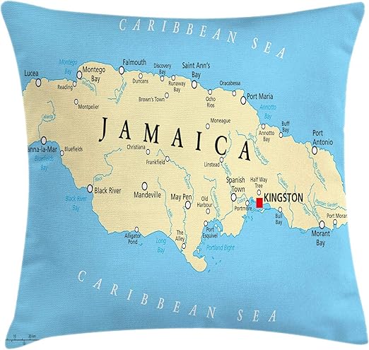 Amazon Com Ambesonne Jamaican Throw Pillow Cushion Cover Map Of