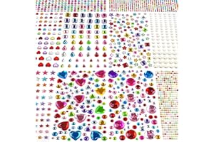 OHOME 3000 PCS Gem Stickers - Self Adhesive Scrapbook Supplies | Rhinestones for Crafts Supplies,Small Earrings Face Nail Jewels for Kids - Face Gems Body Glitter Hair Jewelry for Women,Stocking Stuffers