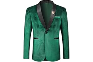 MAGE MALE Men's Velvet Slim Fit Suit Blazer Jacket Shawl Lapel One Button Dinner Prom Wedding Tuxedo