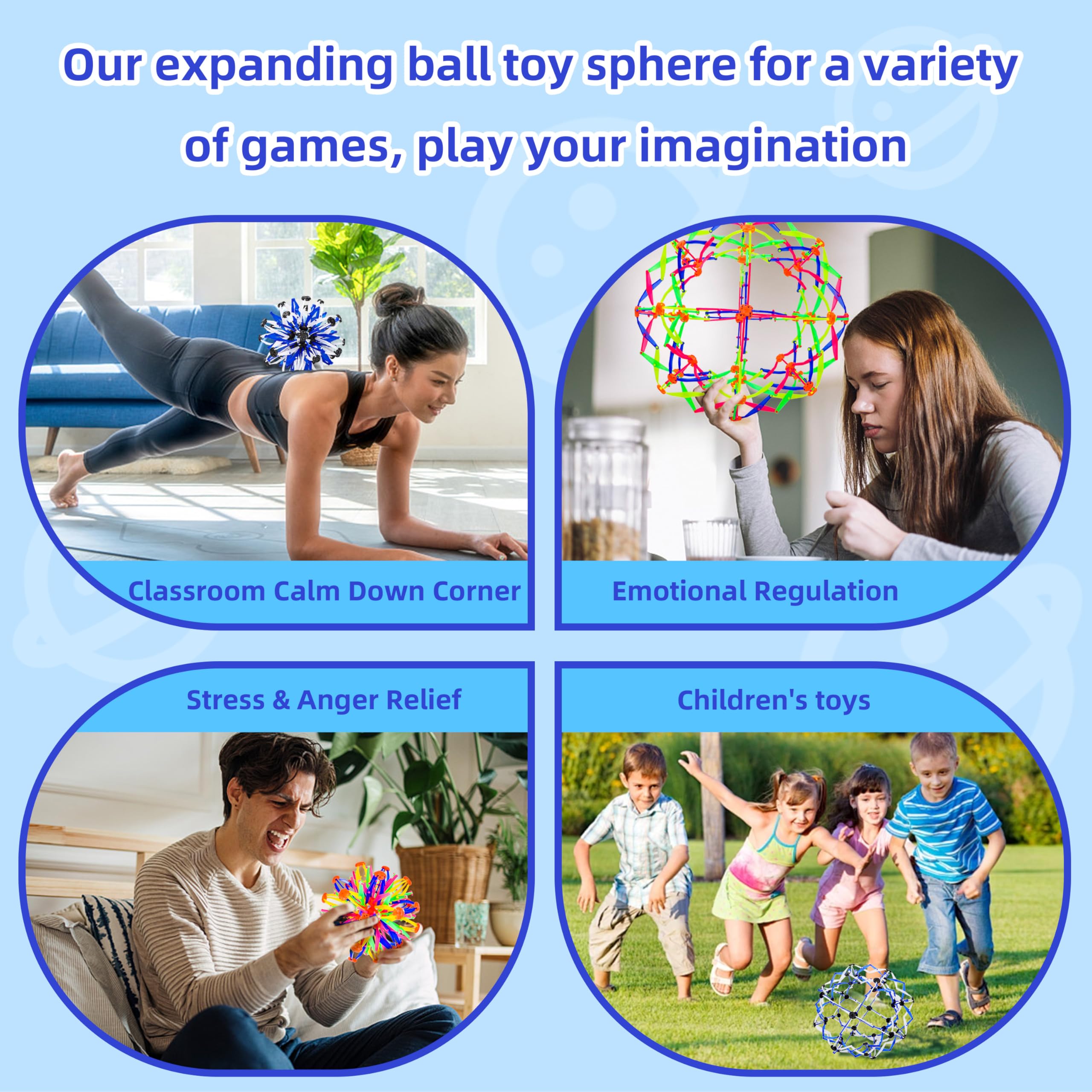 2Pcs Colorful Sphere Expandable Breathing Balls Fidget Toy-Stress Reliever ,Collapsible Expanding Magic Ball Toys from 6