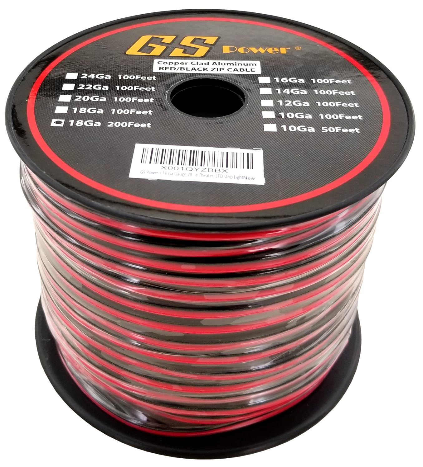 GS Power 18 Gauge 200’ Red /200' Black (400 feet Total) Bonded Zip Cord Speaker Cable for Model Train Car Audio Radio Amplifier Remote 12V Automotive Trailer Harness LED Light Wiring: Industrial & Scientific