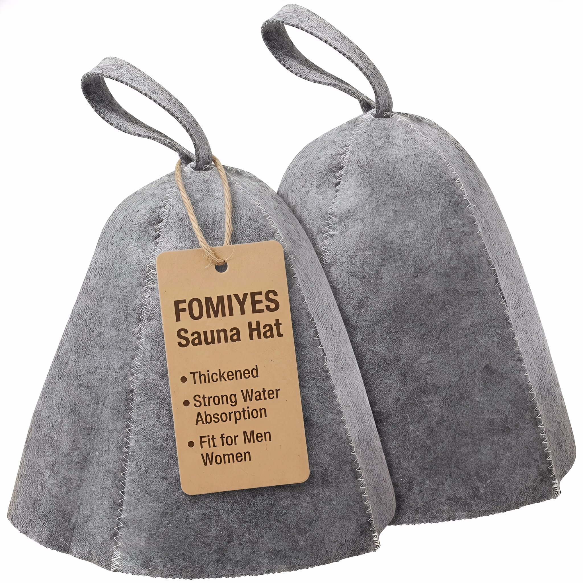 FOMIYES Sauna Hat, Felt Steam Bath Hat Heat-Resistant Felted Cap for Sauna, Spa & Banya Accessories Thickened Sauna Cap for Men & Women (Grey) 2PCS