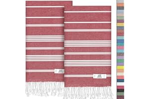 EPHESUS TOWELS Hand Towels - Set of 2 | 18" x 40" - Turkish Cotton - Decorative Turkish Hand Towel for Bathroom, Kitchen, Guest, Face, Hair, Tea, Dishcloth (Red, Sultan)