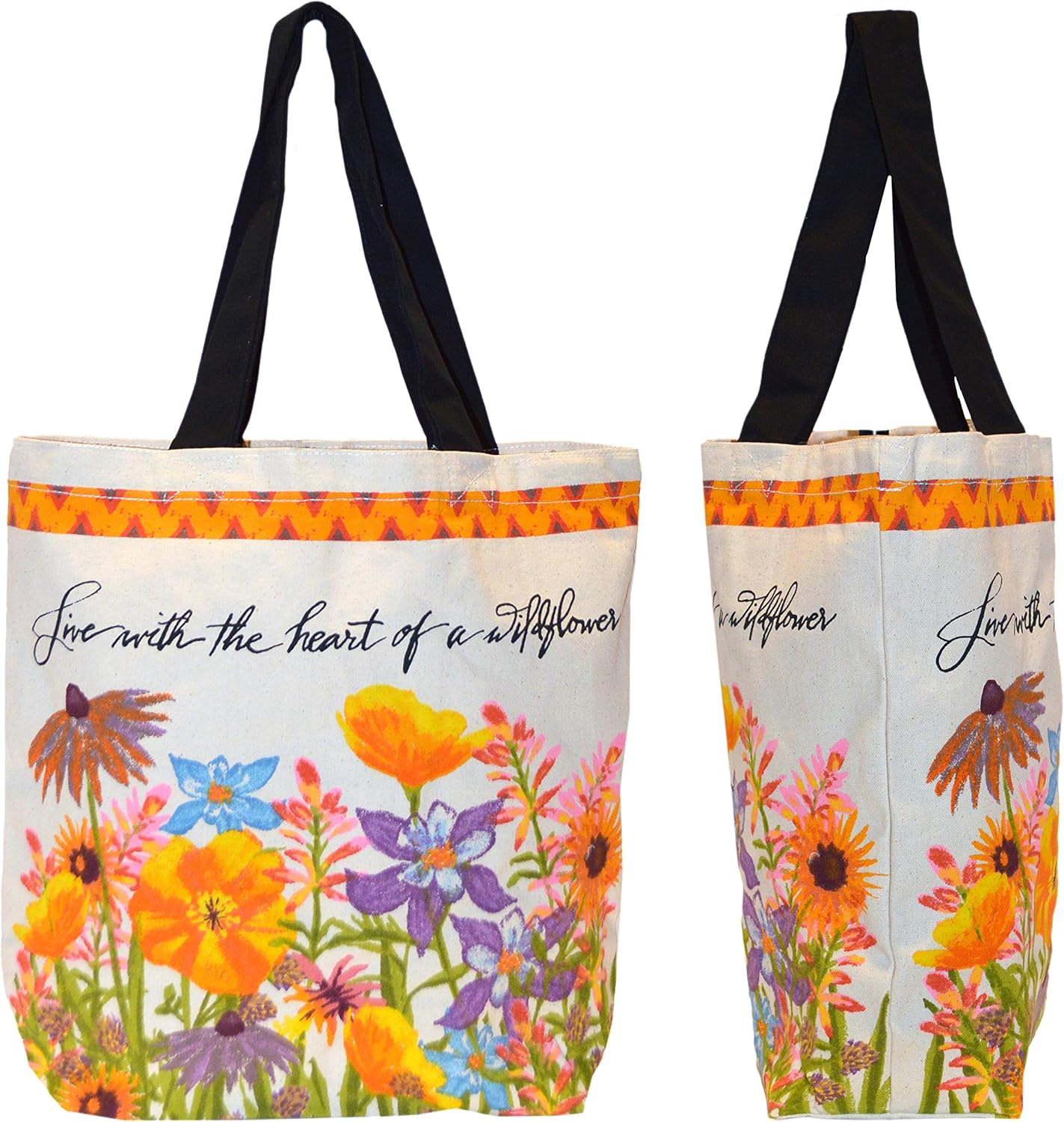 Shopper Tote Bag Floral Design Heart Of A Wildflower, EcoFriendly Reusable