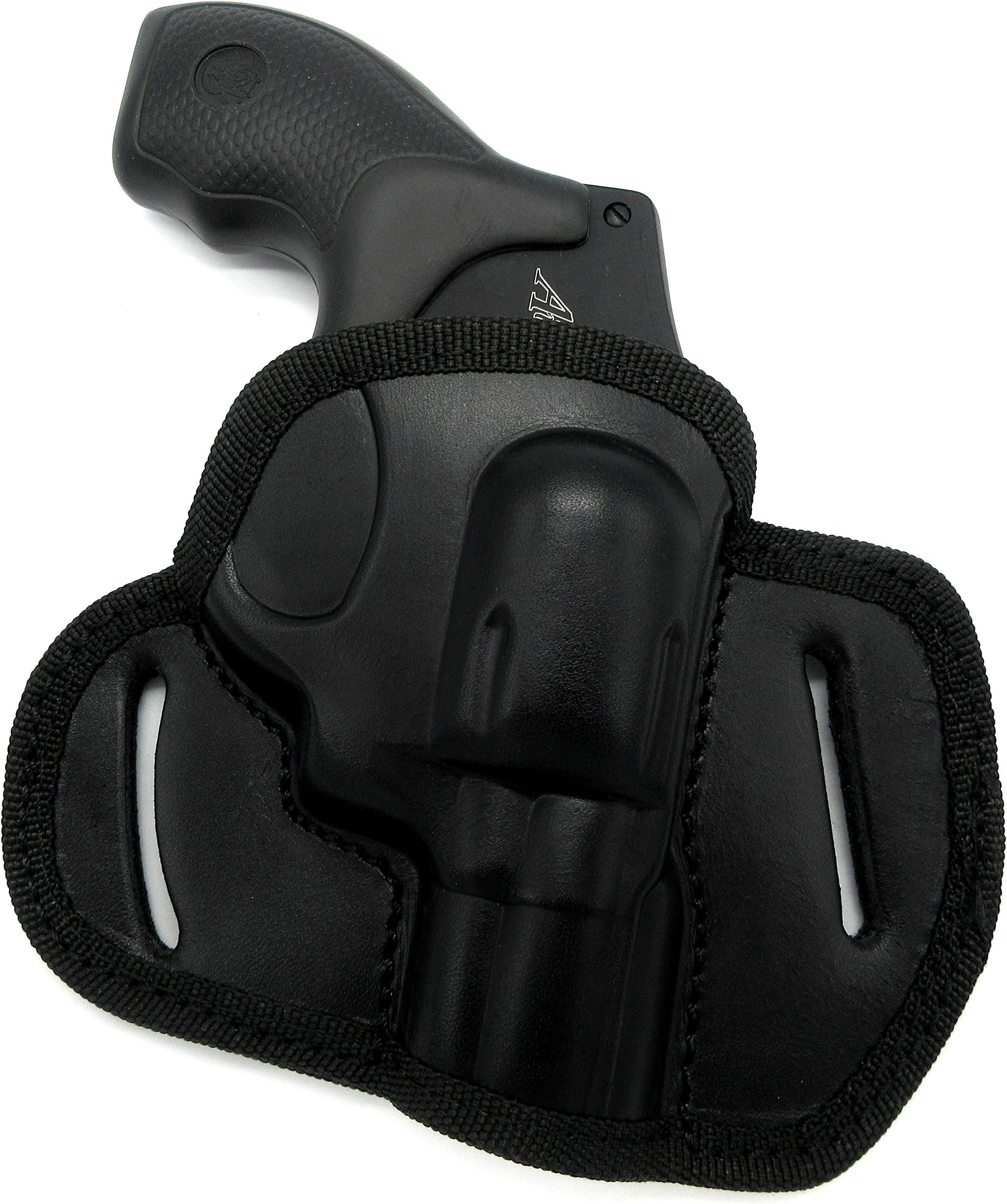 CEBECI ARMS Black Leather Open Top Right Hand Belt Holster for Smith & Wesson S&W J-Frame Revolver (1-7/8" to 2-1/8" Barrel) Models 60 437 442 637 638 640 642 649 M&P340, Ladysmith, 38 Specials, etc.
