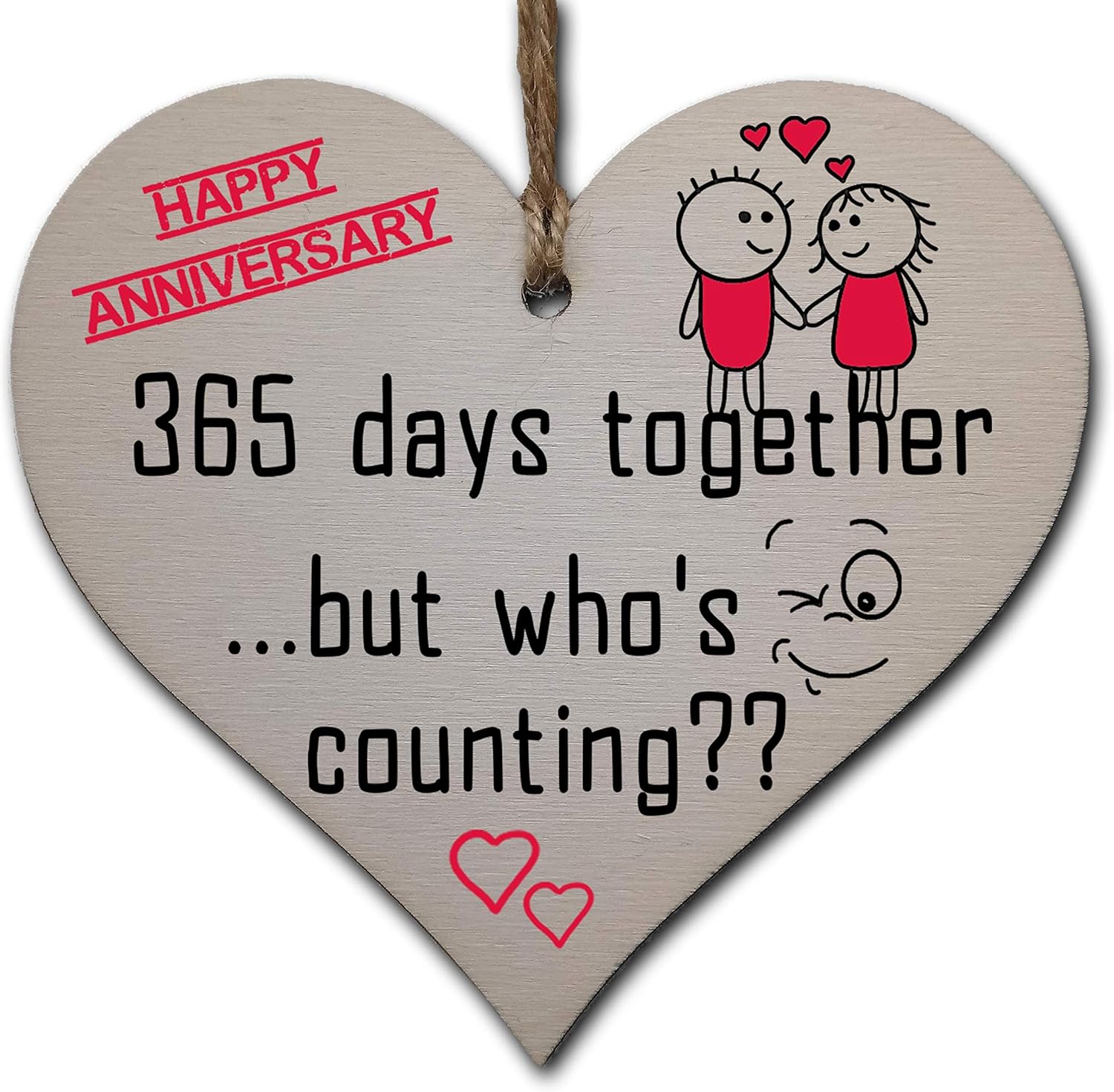 Handmade Wooden Hanging Heart Plaque Gift to Celebrate 1st Wedding Anniversary Husband Wife Someone Special Keepsake