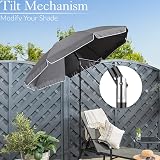 CHRISTOW Portable Beach Parasol Tilting 2m UV 50+ Grey Garden Sunshade view 5