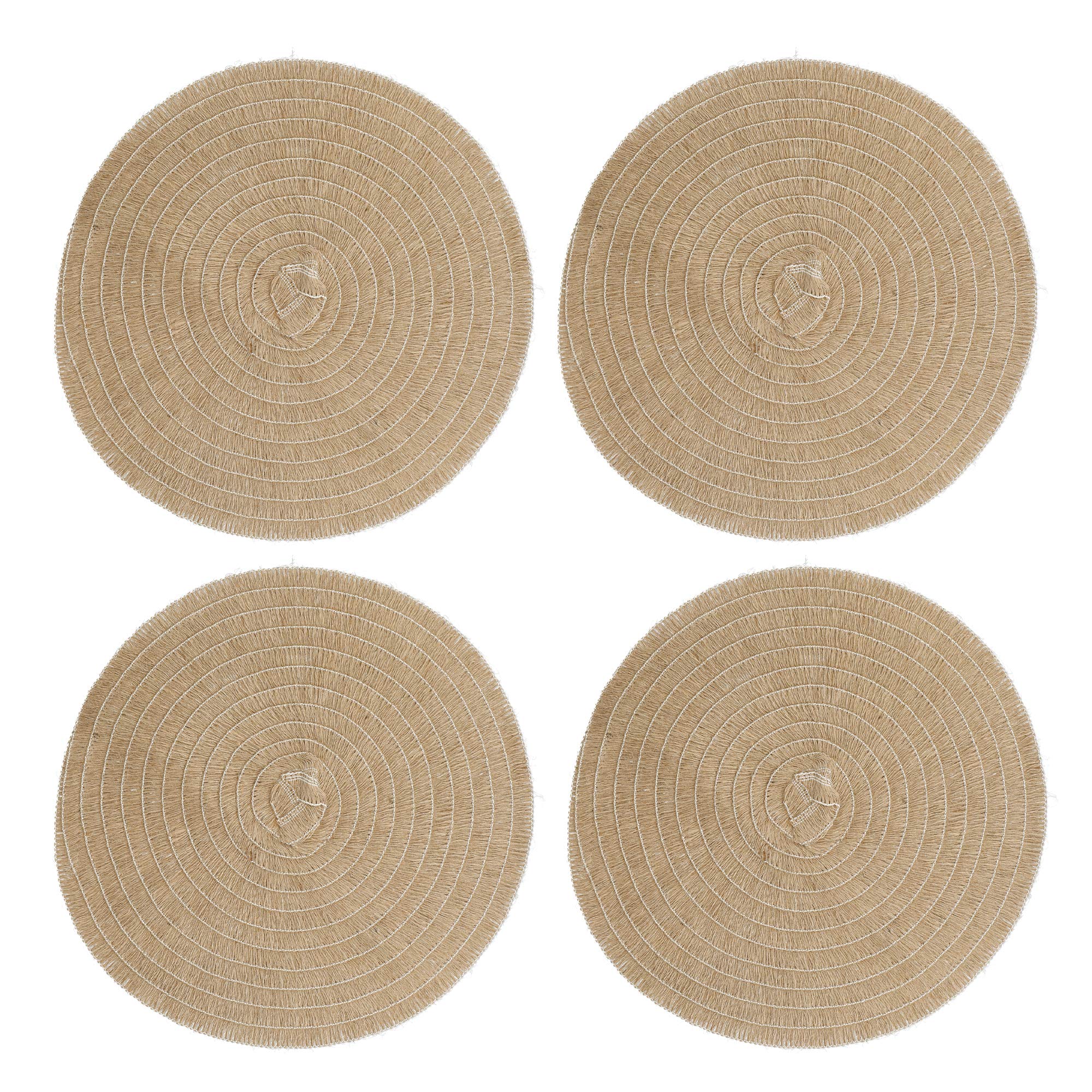 Creative Tops Set of 4 Jute Placemats, Natural Hessian Round Table Mats, 41cm