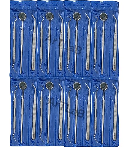 CynaMed USA Dental Instrument Set – Mouth Mirror, Explorer #5, Cotton Plier