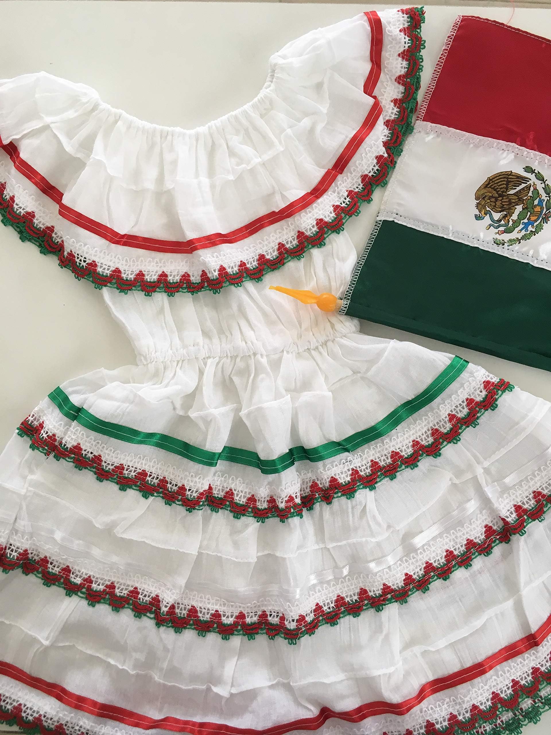 Campesino mexican tricolor dress for one year old baby girl
