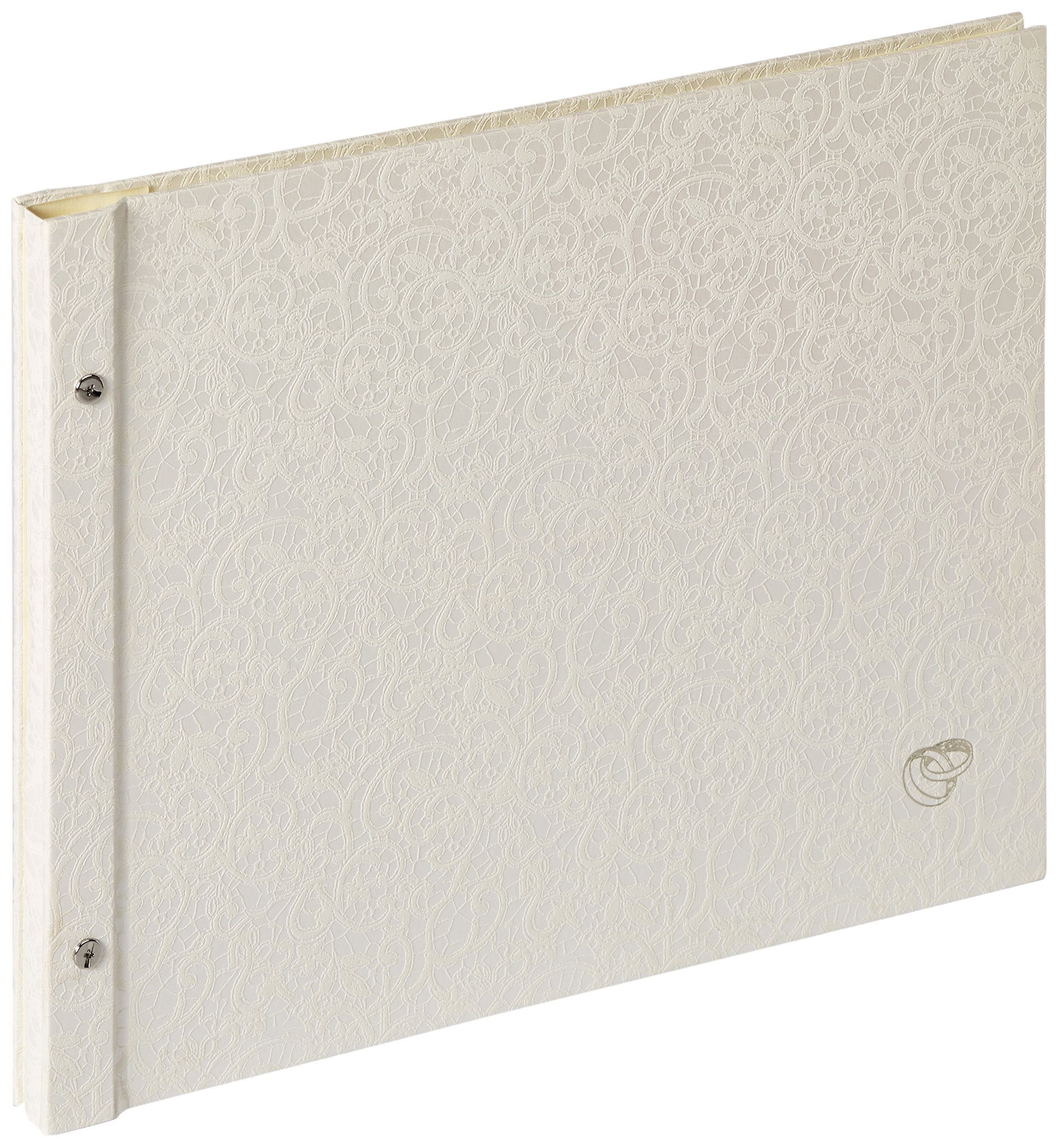 walther Design Photo Album White 38 x 31 cm Screwback Album with Embossing Sinfonia Flat Books SBL-213-W