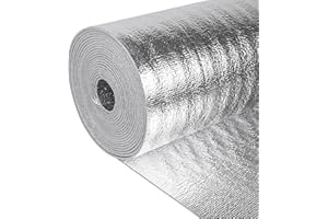 MIUWAUER Reflective Insulation Roll 24in x 50Ft (3mm) Foam Core Radiant Barrier Double Reflective Aluminum Foil Wrap Insulation Sheet Thermal Shield for Winter RV Window Thermal Cold Insulating Summer Heat