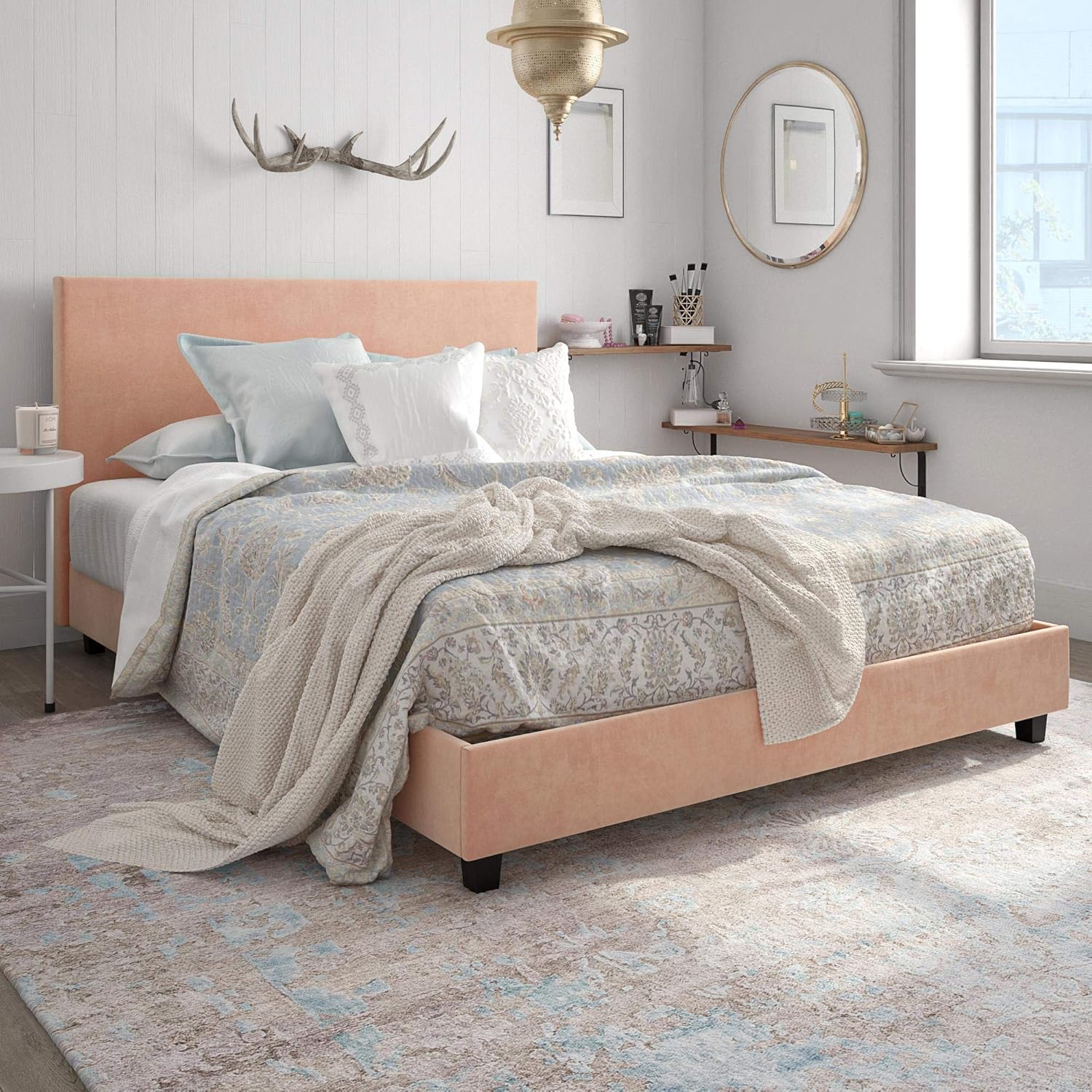 Best blush tufted bed frame