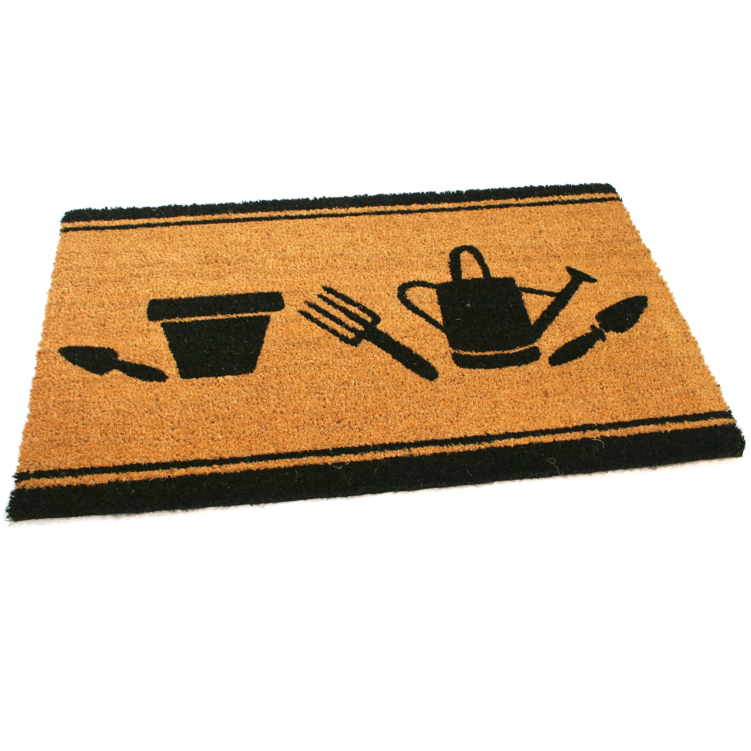 Black Ginger Large, Thick, Decorative, Patterned Coir Door Mats with Nature Designs (Garden)