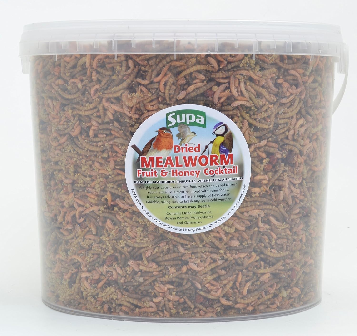 Supa Dried Mealworm, Fruit & Honey Cocktail Mix for Wild Birds 5 Litre Bucket, Mixed