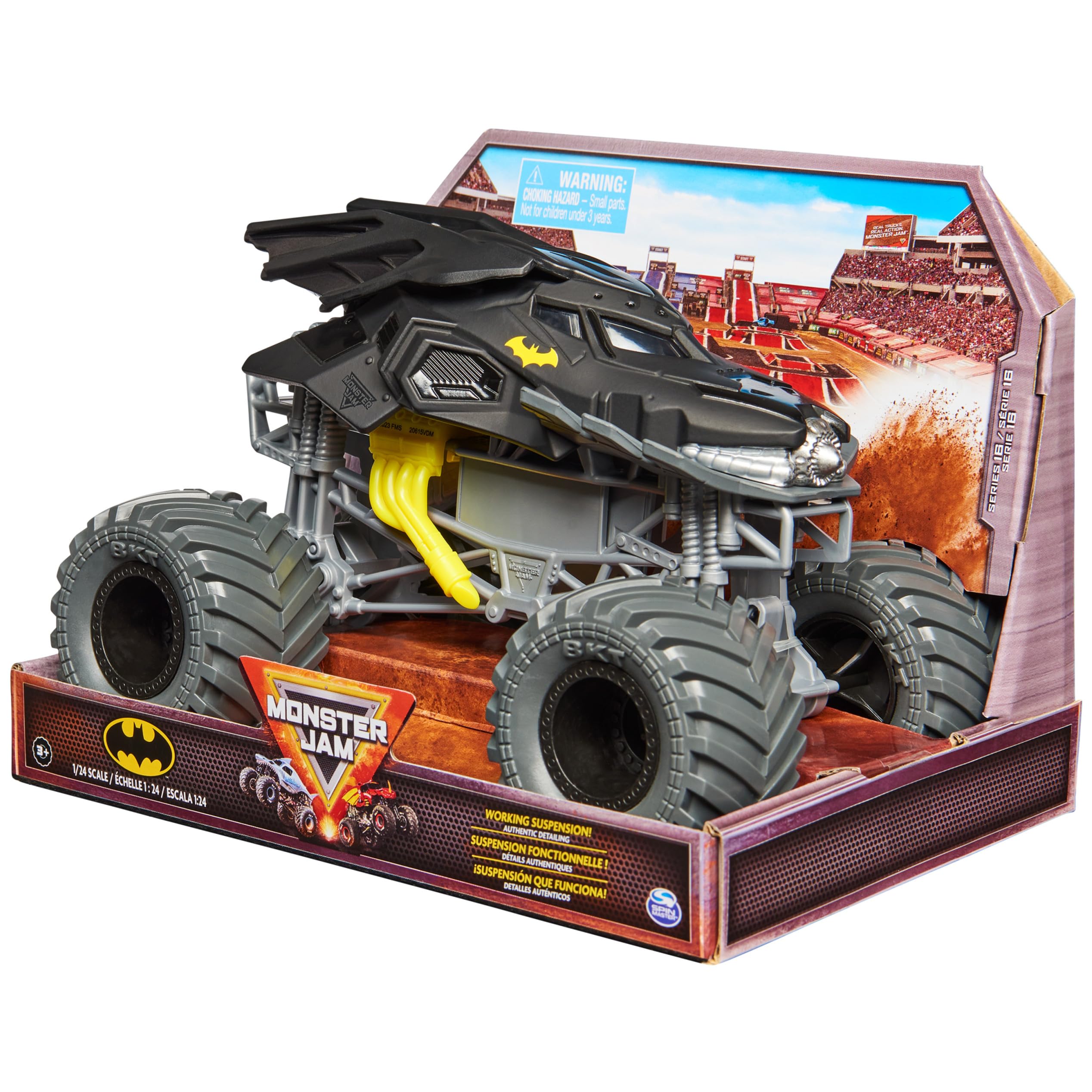 Monster Jam, offizieller Batmobile Monster Jam Truck, Metall-Spritzguss-Fahrzeug zum Spielen und Sammeln im Maßstab 1:24 7