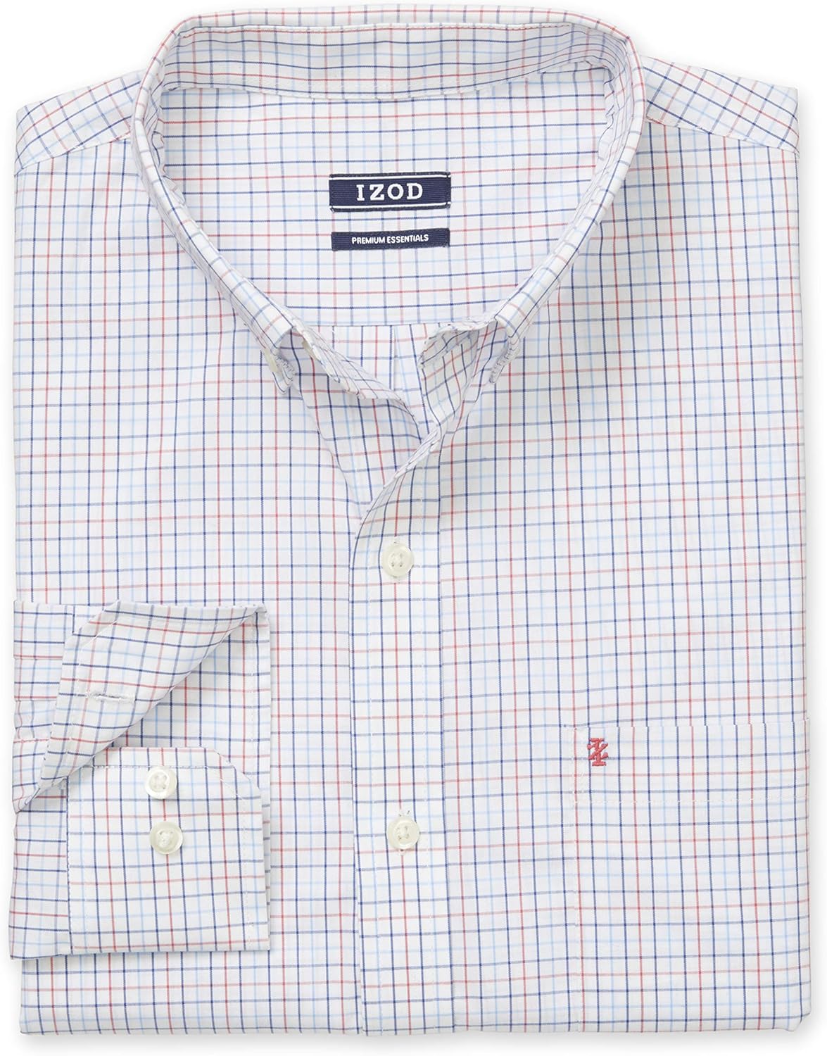 IZOD Men's Button Down Long Sleeve Stretch Performance Tattersal Shirt at  Men’s Clothing store