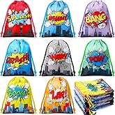 Honoson 24 Pieces Hero Party Favors Bags Heroes Drawstring Gift Bags for Christmas Birthday Wedding Baby Shower Classroom Goodie Rewards Prize Supplies 7.1 x 5.1 Inches