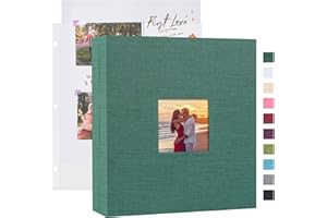 Mublalbum 8.5x11 Inch DIY Scrapbook Photo Album with 40 Plastic Sleeves 80 Pages Top-Loading Protectors, Linen Cover 3-Ring Binder for Baby Wedding Travel and DIY Projects (Dark Green)