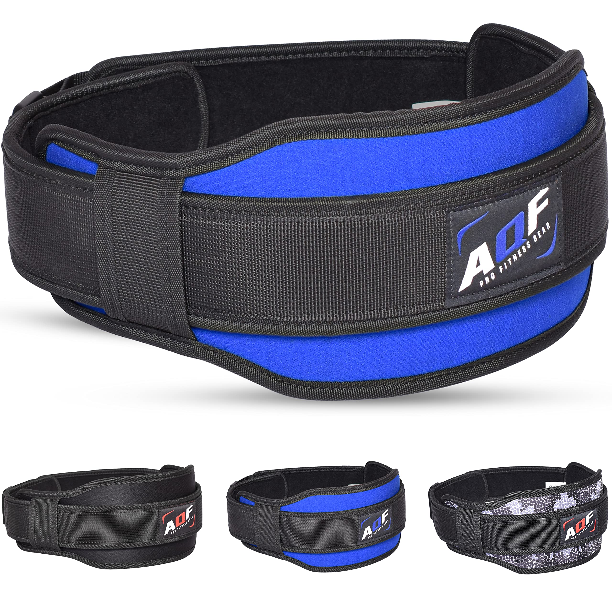 AQF Weight Lifting Belt Back Support Contoured 5.5 Inch Neoprene Back & Core Lumbar Support for Bodybuilding, Powerlifting, Squats, Deadlifts, Strength Training & Exercise (Blue, XS)