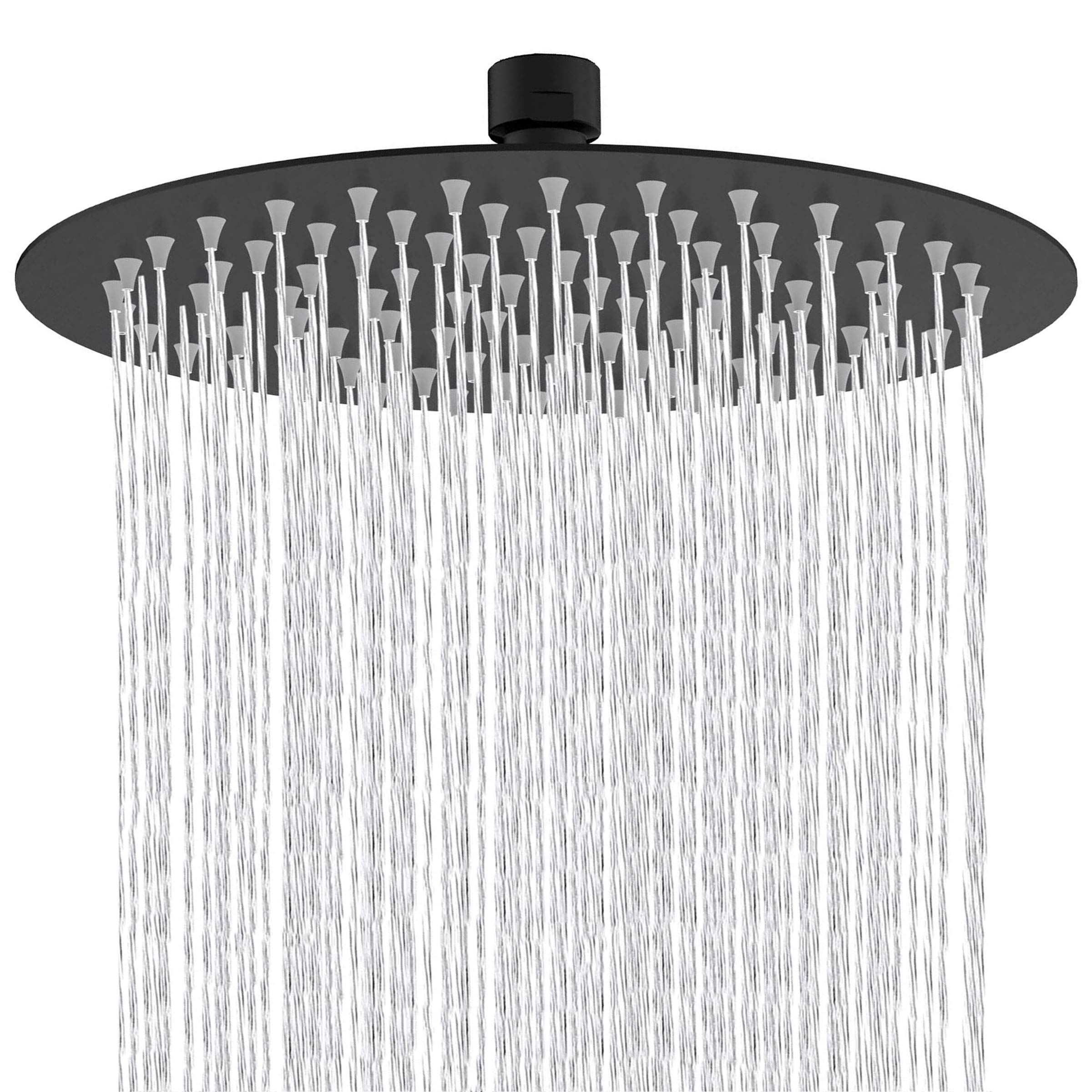 10 Inch Shower Head Round Fixed Shower Head 304 Stainless Steel Black 180° Rotating Powerful High Pressure Spray Bathroom Spray Fixed Shower Heads