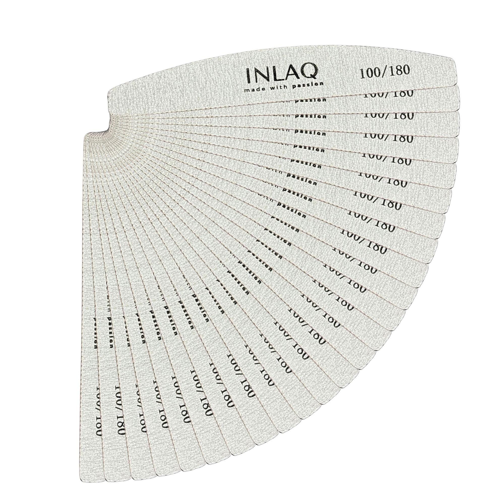 INLAQ® Nail Files Double Sided Pack of 10-100/180 Grit, Emery Board | Durable and Versatile for Natural and Extended Nails - Perfect for Manicure and Pedicure Treatments | White