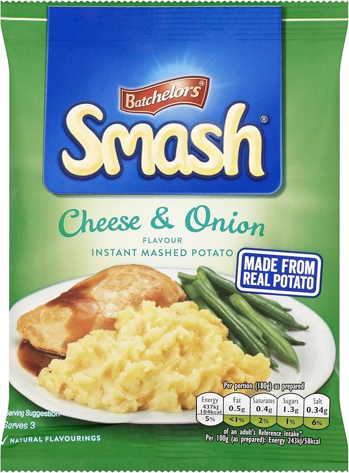 Smash Cheese and Onion Instant Mash Potato, 107 g Amazon.co.uk Prime