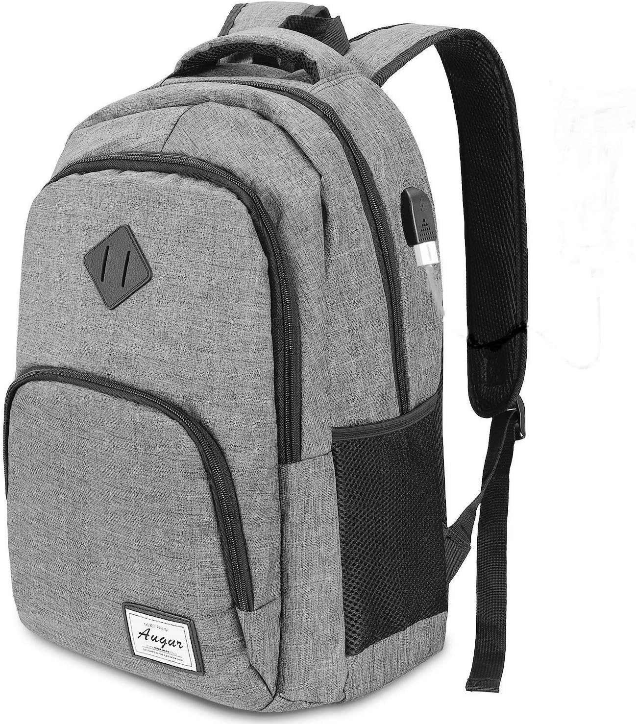 AUGUR Laptop College Backpack USB Charging Port School Book Bag Daypack Rucksack Fits 15.6-Inch Notebook