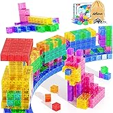 Magnetic Blocks - Transparent Magnet Cubes, Toddler Building Blocks, Sensory Autism Gifts for Kids Ages 3+, Preschool Travel 